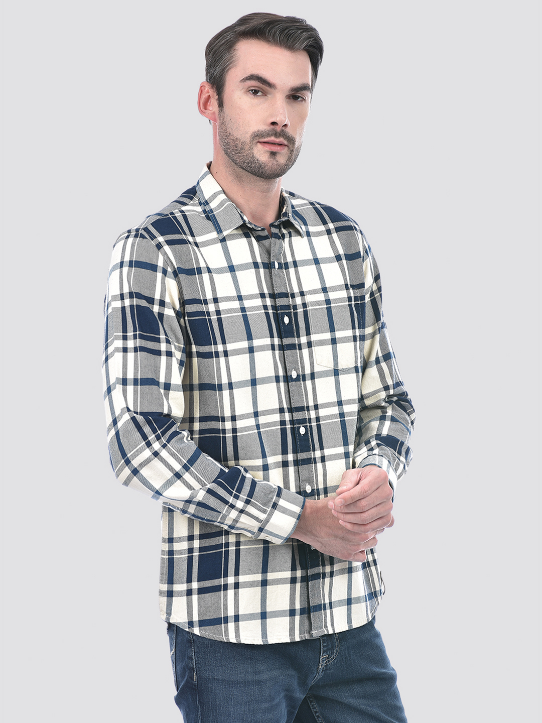 Numero Uno Men Checkered Blue Shirt